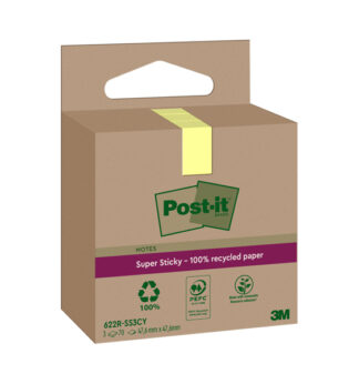 Cf. 3pz blocco 70fg Post-it®SuperSticky Green 47,6x47x6mm 622R-SS3CY giallo