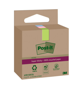 Cf. 3pz blocco 70fg Post-it®SuperSticky Green 47,6x47x6mm 622R-SS3COL pastello