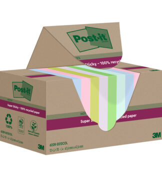 Cf 12pz blocco 70fg Post-it®SuperSticky Green 47,6x47x6mm 622R-SS12COL pastello