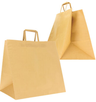 Scatola 100 Shoppers carta craft 40x35x35cm Flat Maxi Plus avana