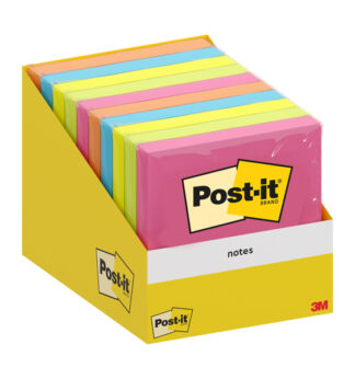 Cf.10 blocchetti c/film 100fg Post-it® Notes 6820-COL-W10 76x76mm colori ass.