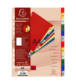 Divisori numerici 1-12 A4 - Ppl opaco Colori assortiti 46971E Exacompta