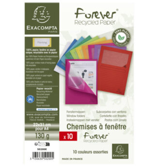 Conf.10 cartelle con finestra Forever 22X31cm Colori assortiti 50200E Exacompt