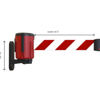 Kit Testina Rondo Tensa nastro estensibile 5m rosso bianco con fissaggio muro
