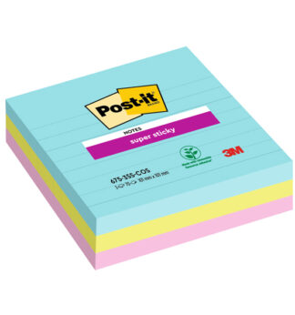 Cf. 3pz blocco 70fg. Post-it® Super Sticky 101x101mm righe COSMIC 675-3SS-COS