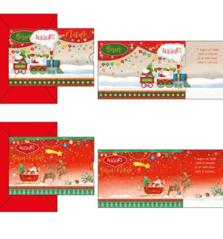 Biglietto auguri Natale c/tirette in fantasie assortite Kartos
