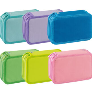Astuccio 3 Zip Neon  Pastel 13x20x7,5cm colori assortiti Favorit