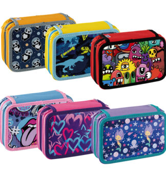 Astuccio 3 Zip Fantasy 13x20x7,5cm colori assortiti Favorit