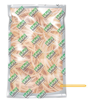 Elastico in gomma giallo Ø100 in sacchetto da 1KG Lebez