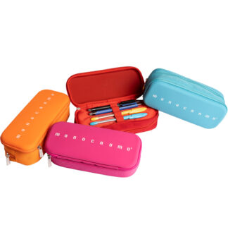Astuccio 2 zip silicone e poliestere 21x5xc9cm colori assortiti Monocromo Pigna