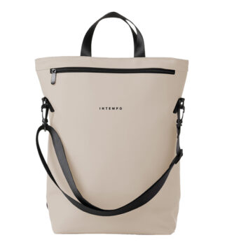 Borsa zainabile Drop gomma antipioggia dim. 30x44x14cm crema InTempo