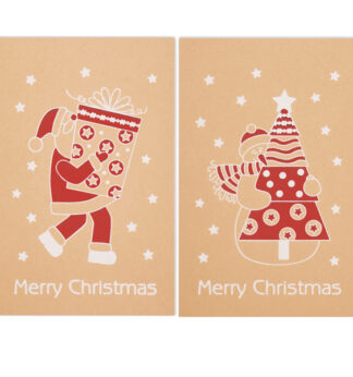 Biglietto Natale doppio 9x14cm cartoncino avana fantasie assortite Sadoch