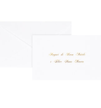 Biglietto Natale semplice c/busta e stampa in oro 9x14cm bianco Sadoch