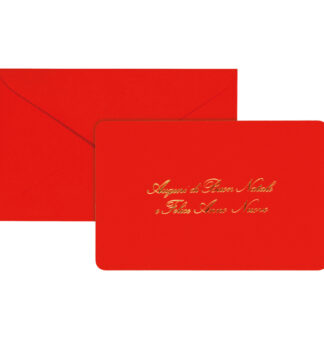 Biglietto Natale semplice c/busta e stampa in oro 9x14cm rosso Sadoch